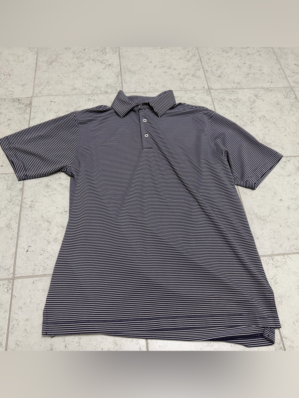 Turtleson size M Striped Short-Sleeve Polo Shirt - Black/White business casual